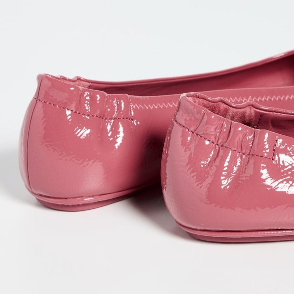 Tory Burch $228 Minnie Travel Ballet Flats Patent Washed Berry - Picture 5 of 9